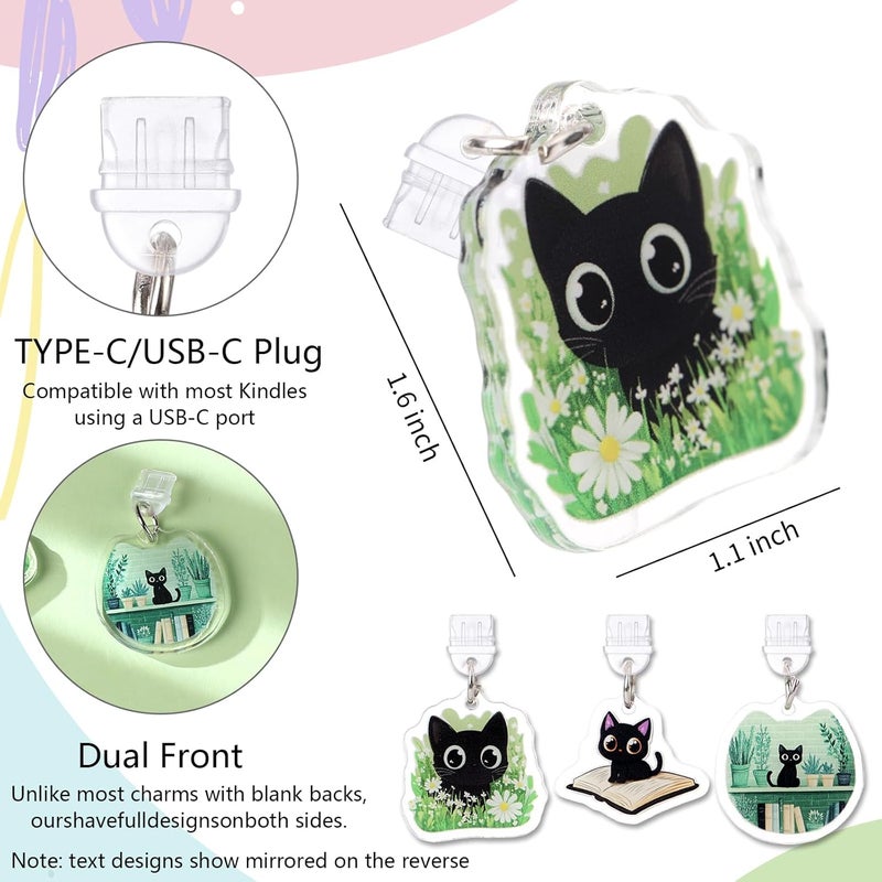 TAKEALOOKO Store Dust Plug Charms for Kindle - 3 Pack Fantasy Gothic Aesthetics Charging Port Cover for E-Readers Book Lovers - Image 4